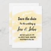 シンプルなデザインに名前と日付を追加して保存 招待状 (正面/裏面)