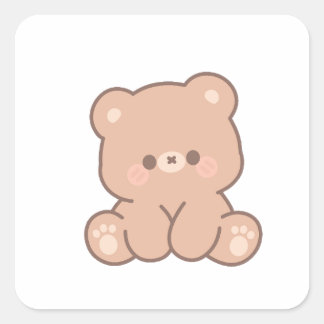 シンプルなデザインのかわいいクマのギフト&封筒ステッカー スクエアシール