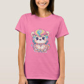 シンプルなデザインのかわいい子猫のイラスト Tシャツ (正面)