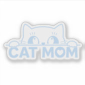 シンプルなデザインのかわいい黒猫好きママ シール (正面)