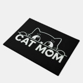 シンプルなデザインのかわいい黒猫好きママ ドアマット (アングル)