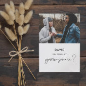 シンプルなデザインのウェディングプランナー写真カード「あなたは私のブライズメイドになってくれますか？ 招待状