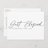 シンプルなデザインのエレガントなスクリプトでお知らせする結婚報告 ポストカード (正面/裏面)