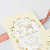 シンプルなデザインのガチョウの1歳の誕生日おめでとう 招待状