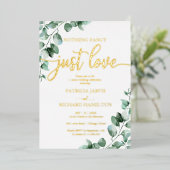 シンプルなデザインのグリーンウェディング 箔招待状 (立ち正面)