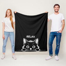シンプルなデザインの可愛い子猫 - ねこ 1 + テキスト フリースブランケット