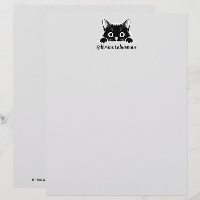 シンプルなデザインの可愛い子猫 - CAT 1 レターヘッド (正面/裏面)