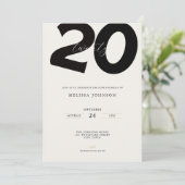 シンプルなデザインの大人っぽい20歳の誕生日招待状 招待状 (スタンド正面)