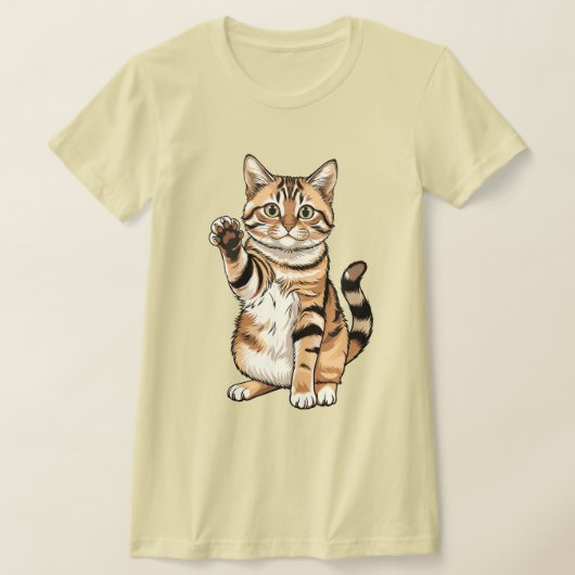 シンプルなデザインの男性用猫グッズ Tシャツ (レイダウン)