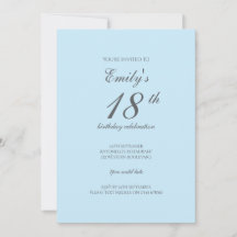 シンプルなデザインの18歳の誕生日パーティーの招待状