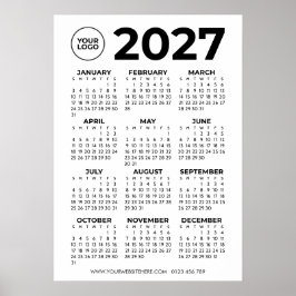 シンプルなデザインの2027年カレンダー 企業ロゴ ビジネス用 ポスター