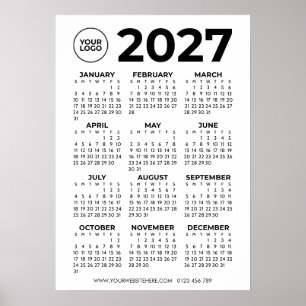 シンプルなデザインの2027年カレンダー 企業ロゴ ビジネス用 ポスター