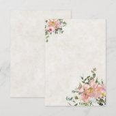 シンプルなデザインの ブラッシュとアイボリー  フラワー ウェディング 招待状 (正面/裏面)