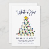 シンプルなデザインの「What a Year」クリスマス コーポレートカード シーズンカード (正面/裏面)