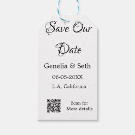 シンプルなデザインのQRコード付きSave the Date - 詳細はQRコードをスキャン ギフトタグ