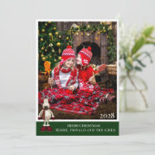 シンプルなトナカイのプレイドにあなただけの写真を飾るクリスマスカード シーズンカード (スタンド正面)