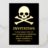 シンプルなドクロと十字骨 箔招待状 (正面)