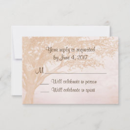 シンプルなナチュラルウェディング招待状 ツリー RSVP カード