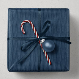 シンプルなネイビーのクリスマスホリデーの編み物模様 ラッピングペーパー