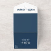 シンプルなネイビーのタイポグラフィー結婚式 オールインワン招待状 (外側)