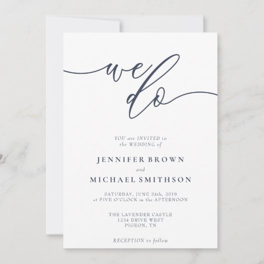 シンプルなネイビーシグネチャー 招待状 (正面)