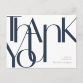 シンプルなネイビー白の事前住所宛ての感謝のポストカード ポストカード (正面)