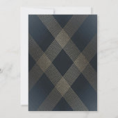 シンプルなネイビー モダン モノグラム スクリプト ゴールド 招待状 (裏面)