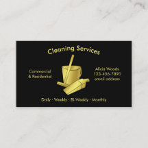 シンプルなハウスクリーニングサービス ブラック＆ゴールド
