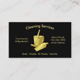 シンプルなハウスクリーニングサービス ブラック＆ゴールド 名刺