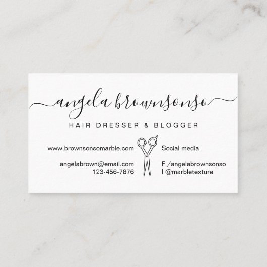 シンプルなハサミの美容師・ヘアスタイリスト 名刺 (裏面)