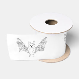 シンプルなハロウィンのかわいいコウモリの線画 サテンリボン