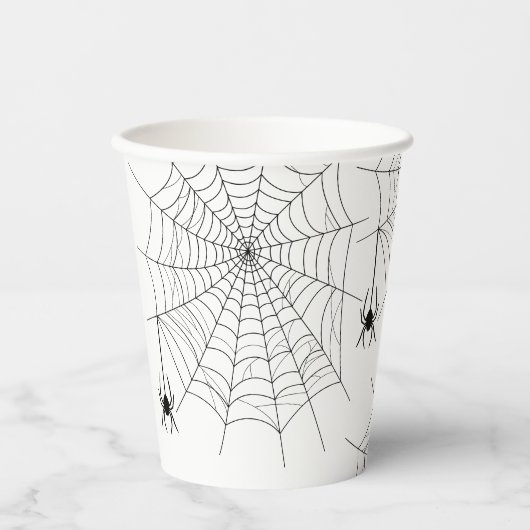 シンプルなハロウィン クモとクモの巣 紙コップ (正面)