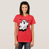 シンプルなハロウィーンの可愛いコウモリと一緒に飛ぶ幽霊 Tシャツ (正面フル)