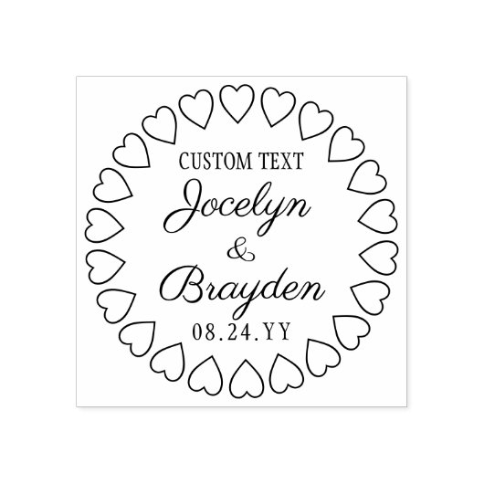 シンプルなハートのウェディング サンクスカードまたはSave the Date ラバースタンプ (インプリント)