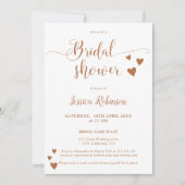 シンプルなハートのテラコッタスクリプトチックな結婚前お披露目パーティー 招待状 (正面)