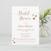 シンプルなハートのテラコッタスクリプトチックな結婚前お披露目パーティー 招待状 (スタンド正面)