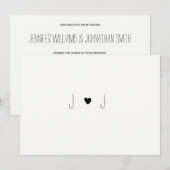 シンプルなハートのモノグラム結婚式招待状 招待状 (正面/裏面)