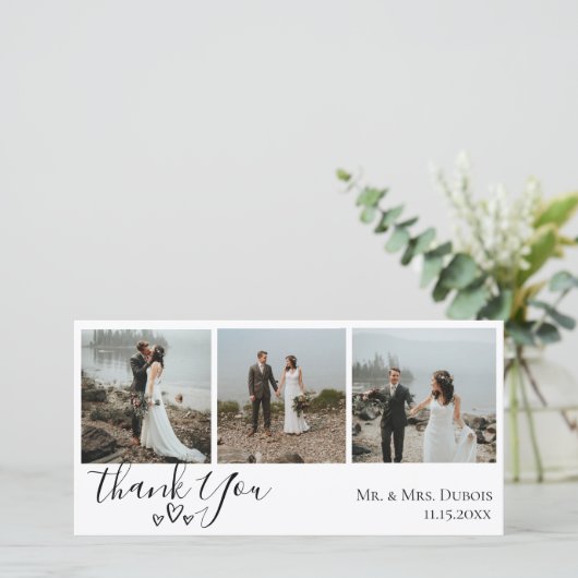 シンプルなハートの結婚式写真感謝カード サンキューカード (スタンド正面)