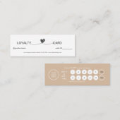 シンプルなハート エレガント ブラック&ホワイト ロイヤリティカード (正面/裏面)