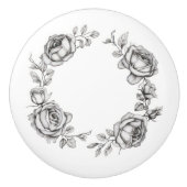 シンプルなバラの花輪リング セラミックノブ (正面)