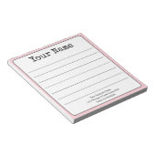 シンプルなバラピンクのレトロデザイン - お名前を追加可能 - ライン入り ノートパッド (アングル)