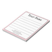 シンプルなバラピンクのレトロデザイン - お名前を追加可能 - ライン入り ノートパッド (回転)