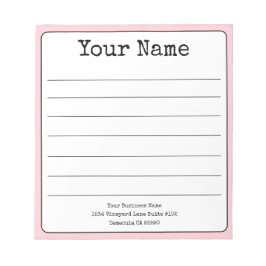シンプルなバラピンク レトロ お名前追加 ライン入り ノートパッド