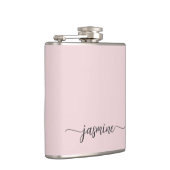 シンプルなバラ色の女の子の名前のイニシャルサイン フラスク (右)