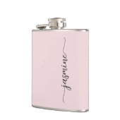 シンプルなバラ色の女の子の名前のイニシャルサイン フラスコ フラスク (左)
