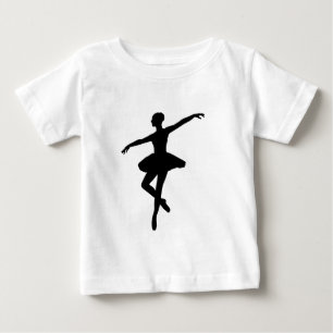 シンプルなバレエ ブラック ホワイト バレリーナ ベビーTシャツ