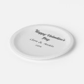 シンプルなバレンタインデー　名前　日付 ペーパープレート (アングル)