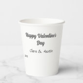 シンプルなバレンタインデー　名前　日付　ミニマル 紙コップ (裏面)