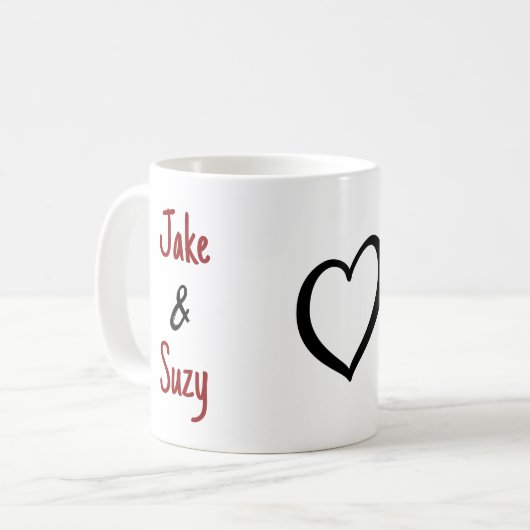 シンプルなバレンタイン ネーム ハート コーヒーマグ コーヒーマグカップ (正面左)