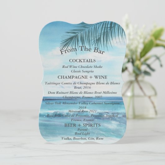 シンプルなバーからのウェディング バー メニュー カード (スタンド正面)